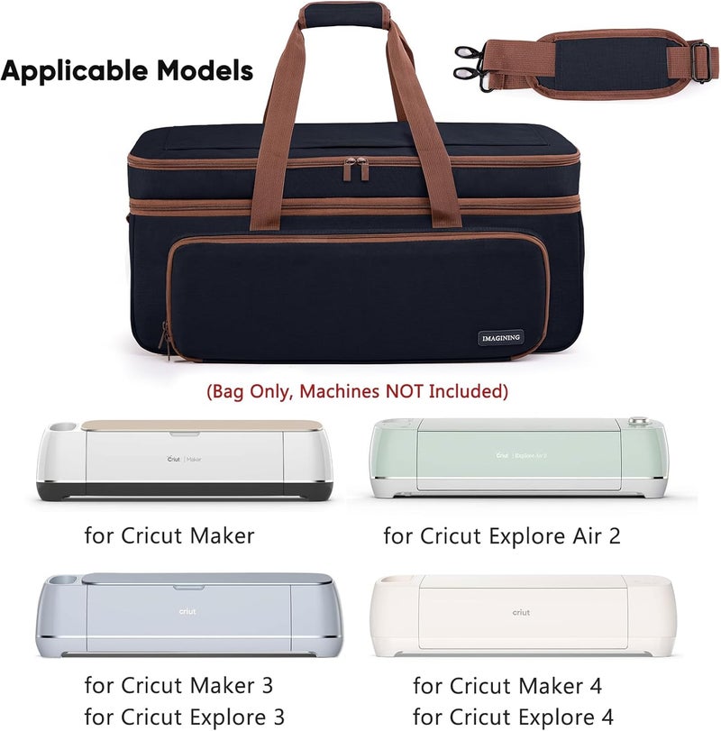 IMAGINING Carrying Case for Cricut Maker 3, Maker 4, Double-Layer Machine Bag with Cover for Cricut Explore 4, Explore 3, Explore Air 2, Storage Organizer for Cricut Accessories and Tools - Image 4